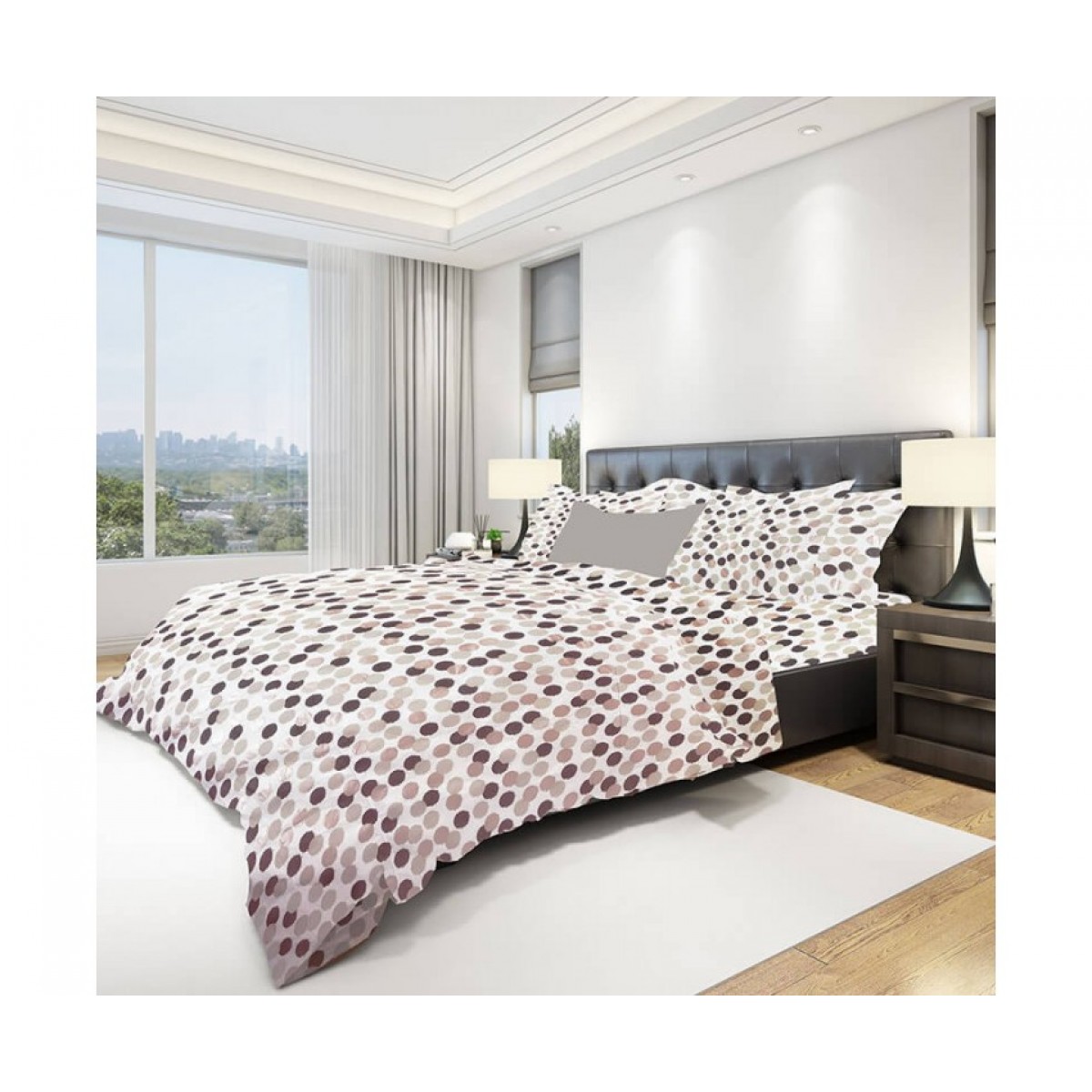 Двуспальное постельное белье  Auera РАНФОРС-САТИН PEAS-BROUN AMERICAN  175х210см