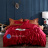 Атласное Бордово-бронзовое двуспальное постельное белье Moka Textile 175х210см