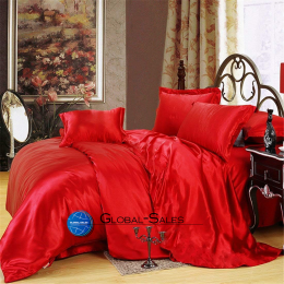 Атласное  Красное  Семейное постельное белье Moka Textile 145*210