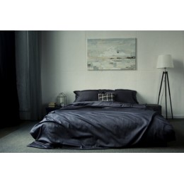 Комплект Евро постельного белья Moka Textile Каприз  Графит  в ПОДАРОЧНОЙ КОРОБКЕ Сатин 200х220см