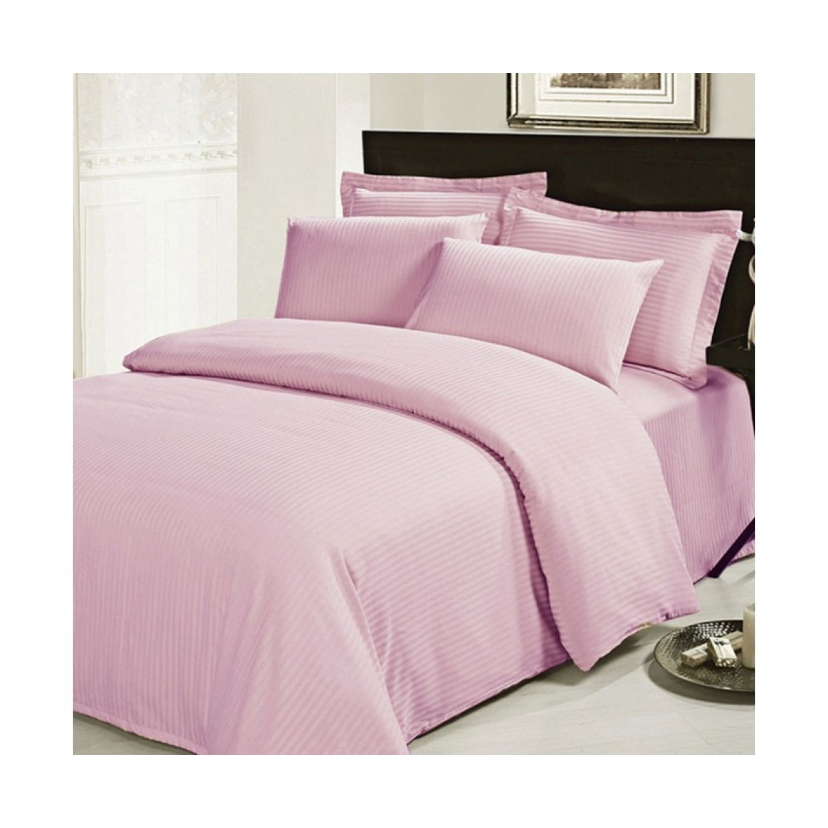 Семейное постельное белье  Auera СТРАЙП САТИН PINK-MILK 145х210см