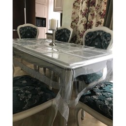 Силиконовая Прямоугольная Скатерть СALIPSO  со Стразовой Серебряной лентой  100х130см