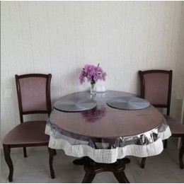 Силиконовая Круглая Скатерть СALIPSO  со Стразовой Серебряной лентой  120см