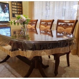 Силиконовая Овальная Скатерть СALIPSO  со Стразовой Золотой лентой 120*100см