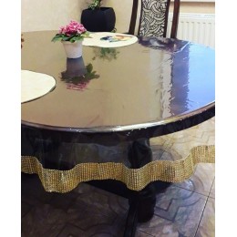 Силиконовая Круглая Скатерть СALIPSO  со Стразовой Золотой лентой 110см