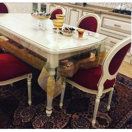 Силиконовая Прямоугольная Скатерть СALIPSO  со Стразовой Золотой лентой 110*110см