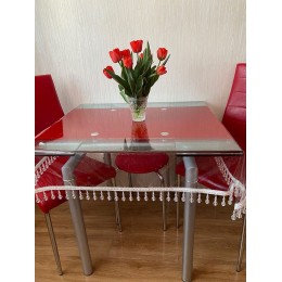 Силиконовая Скатерть СALIPSO с Белой Бахромой и Стеклярусом 160x110см Силиконовая Скатерть СALIPSO с Белой Бахромой и Стеклярусом 160x110см