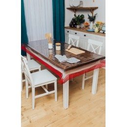 Силиконовая Скатерть Royal House Белое  Красное Кружево 135*135см