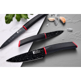 Набір ножів із покриттям "під мармур" Bergner Keops marble, 3 шт (BG-1151-BK)