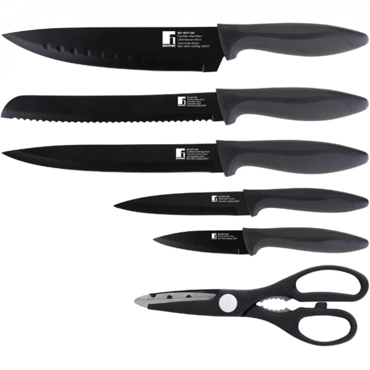 Набір ножів з ножицями Bergner Osaka, 6 предметів (BG-9075-BK)
