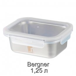 Контейнер для зберігання з нержавіючої сталі Bergner Go Lovers, 1,25 л, прямокутний Контейнер для зберігання з нержавіючої сталі Bergner Go Lovers, 1,25 л, прямокутний