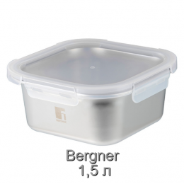 Контейнер для зберігання з нержавіючої сталі Bergner Go Lovers, 1,5 л, квадратний Контейнер для зберігання з нержавіючої сталі Bergner Go Lovers, 1,5 л, квадратний