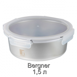 Контейнер для зберігання з нержавіючої сталі Bergner Go Lovers, 1,5 л, круглий Контейнер для зберігання з нержавіючої сталі Bergner Go Lovers, 1,5 л, круглий