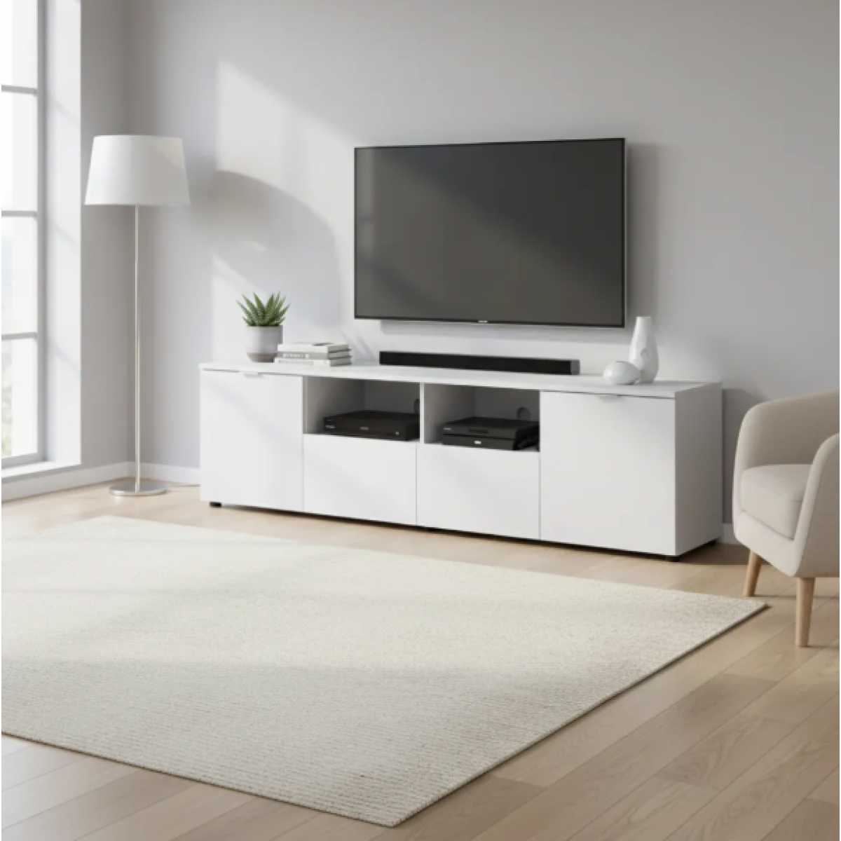 Комод Doros Рон 4 Белый 2 фасада 2 шухляды 180х38х50 (44900221)