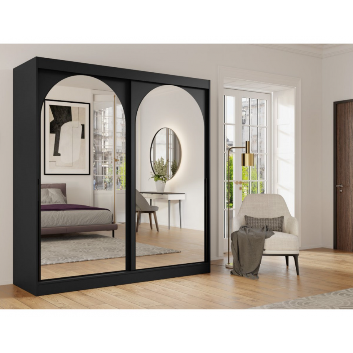 Шафа MODIN 150 чорна (золота ручка) Шафа MODIN 150 чорна (золота ручка)