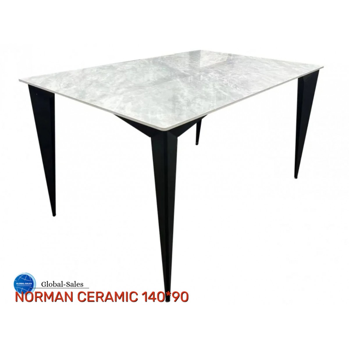 Стіл NORMAN CERAMIC 140*90 Muie White глянець/чорний каркас