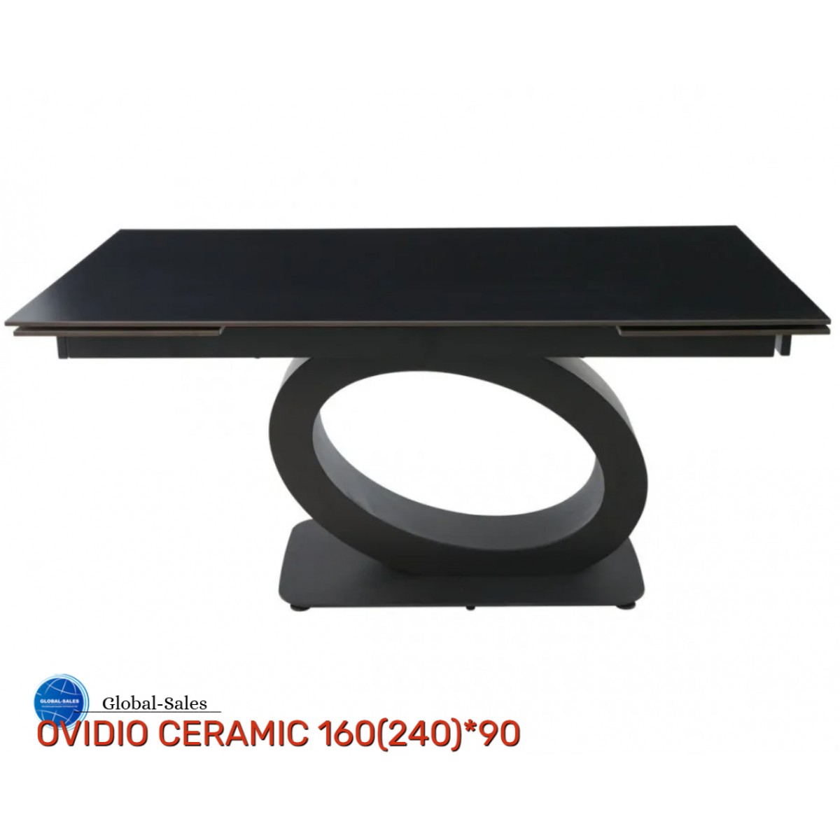Стіл OVIDIO CERAMIC 160(240)*90 чорний мат/чорний каркас Стіл OVIDIO CERAMIC 160(240)*90 чорний мат/чорний каркас