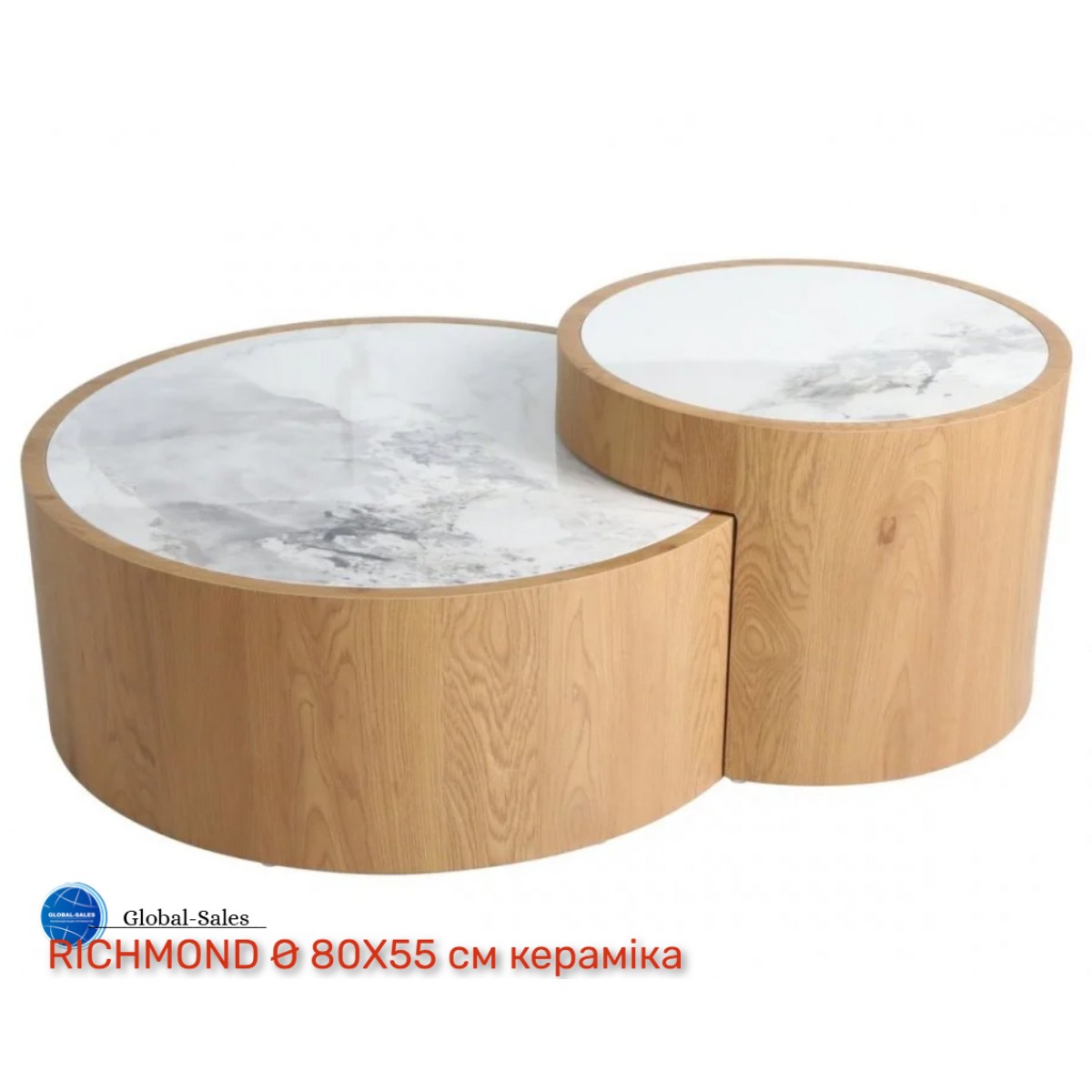 Журнальний столик RICHMOND білий еф.мармуру/дуб 