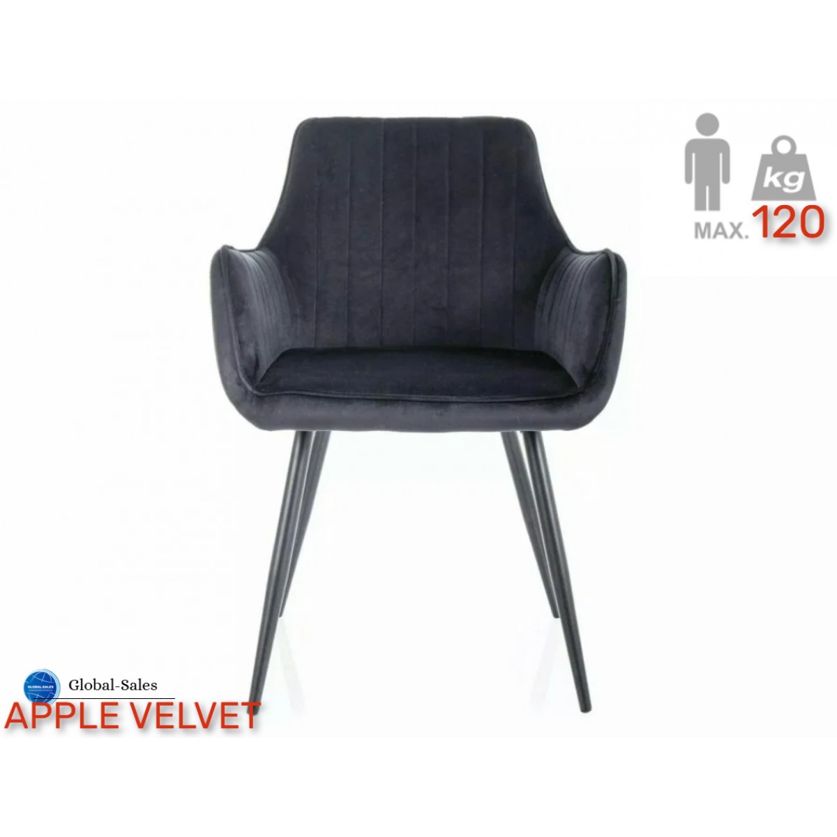 Стілець APPLE VELVET чорний каркас/чорний 19