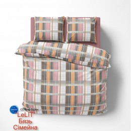 Постельное белье “LeLIT” B-1184, Бязь, Бежевый в клетку, Семейная