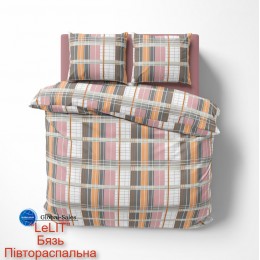 Постельное белье “LeLIT” B-1184, Бязь, Бежевый в клетку, Полутораспальная