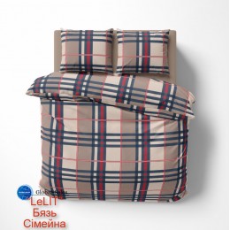 Постельное белье LeLIT B-1181, Бязь, Бежевый в клетку, Семейная