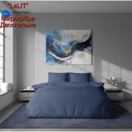 Постельное белье "LeLIT"Поликотон,Серый с Синим,Двуспальный, P-0128