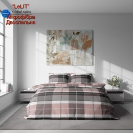 Постельное белье "LeLIT",Микрофибра,Коричнево-Фиолетовый,Двуспальный P-0146