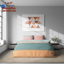 Постельное белье "LeLIT",Микрофибра,Бежево-Зеленый,Двуспальный P-0135