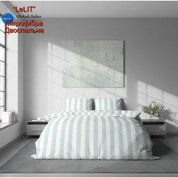 Постельное белье "LeLIT",Микрофибра,Голубой с Белым,Двуспальный P-0134
