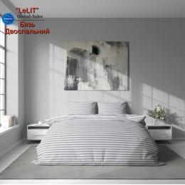 Постільна білизна “LeLIT” B-1187, Бязь, Сірий в смужку, Двоспальна