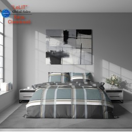 Постельное белье “LeLIT”, Бязь,Светло-Бежевый с зеленым,Семейный, B-1140