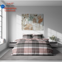 Постельное белье "LeLIT",Микрофибра,Коричнево-Фиолетовый, Семейный P-0146