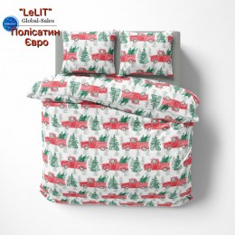Постільна білизна “LeLIT” Р-0172, Полісатин, Білий з принтом, Євро