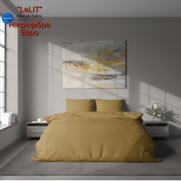 Постельное белье "LeLIT",Микрофибра,Желтый с Серым,Евро P-0130