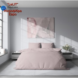 Постельное белье "LeLIT",Микрофибра,Розовый с Серым,Евро P-0132