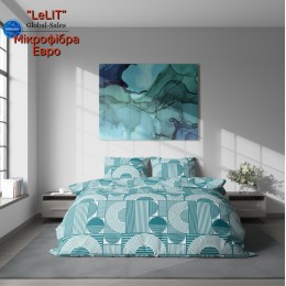Постельное белье "LeLIT",Микрофибра,Темно-Бирюзовый,Евро P-0136