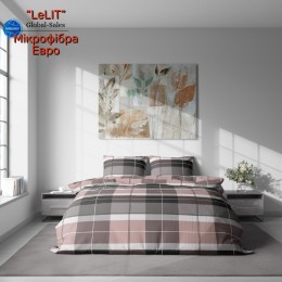 Постельное белье "LeLIT",Микрофибра,Коричнево-Фиолетовый,Евро P-0146