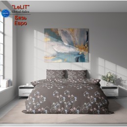 Постельное белье "LeLIT", Бязь,Коричневый ,Евро, B-1163