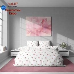 Постельное белье "LeLIT",Полисатин,Белый с принтом,Евро P-0163