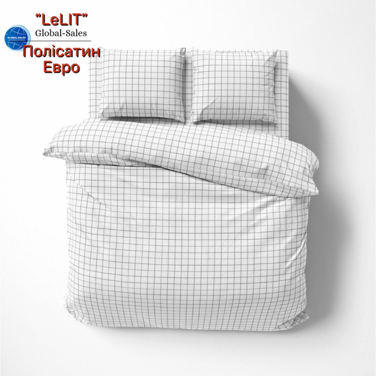 Постельное белье "LeLIT",Полисатин,Белый,Евро P-0171