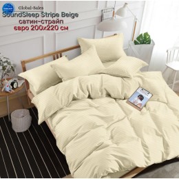 Комплект постельного белья SoundSleep Stripe Beige сатин-страйп евро 200х220 см бежевый (2251736512017)