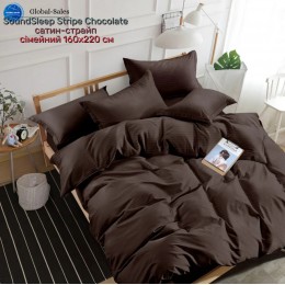 Комплект постельного белья SoundSleep Stripe Chocolate сатин-страйп семейный 160х220 см шоколад (94247992)