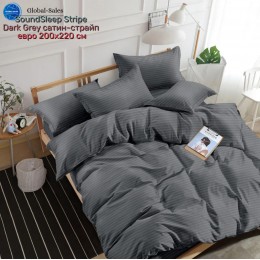 Комплект постельного белья SoundSleep Stripe Dark Grey сатин-страйп евро 200х220 см темно-серый (2251736516015)