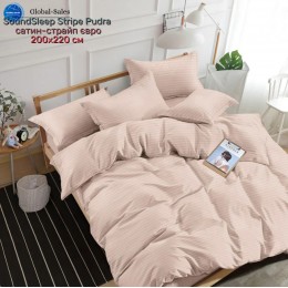Комплект постельного белья SoundSleep Stripe Pudra сатин-страйп евро 200х220 см пудровый (2251736513014)