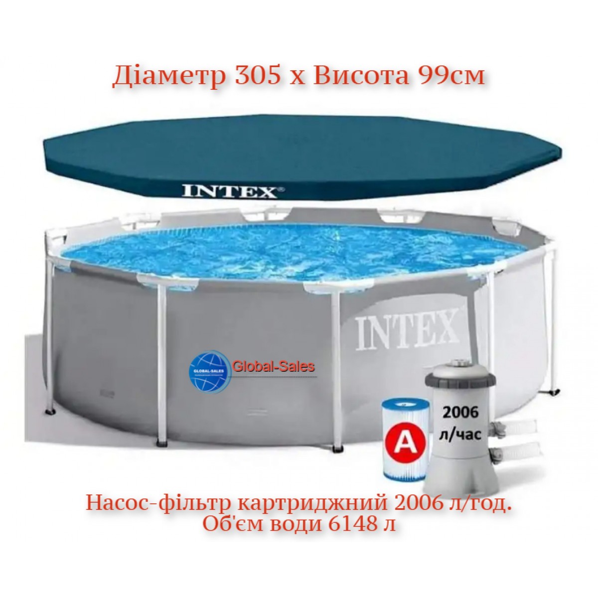 Каркасный бассейн Prism Frame Premium Pool Intex 26706ND-3  (Диаметр 305 x Высота 99см) 