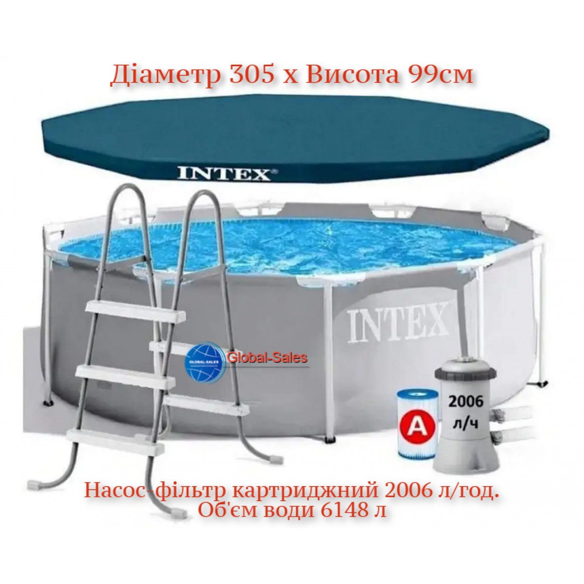  Каркасный бассейн Prism Frame Premium Pool Intex 26706ND-5 New (Диаметр 305 x Высота 99см)