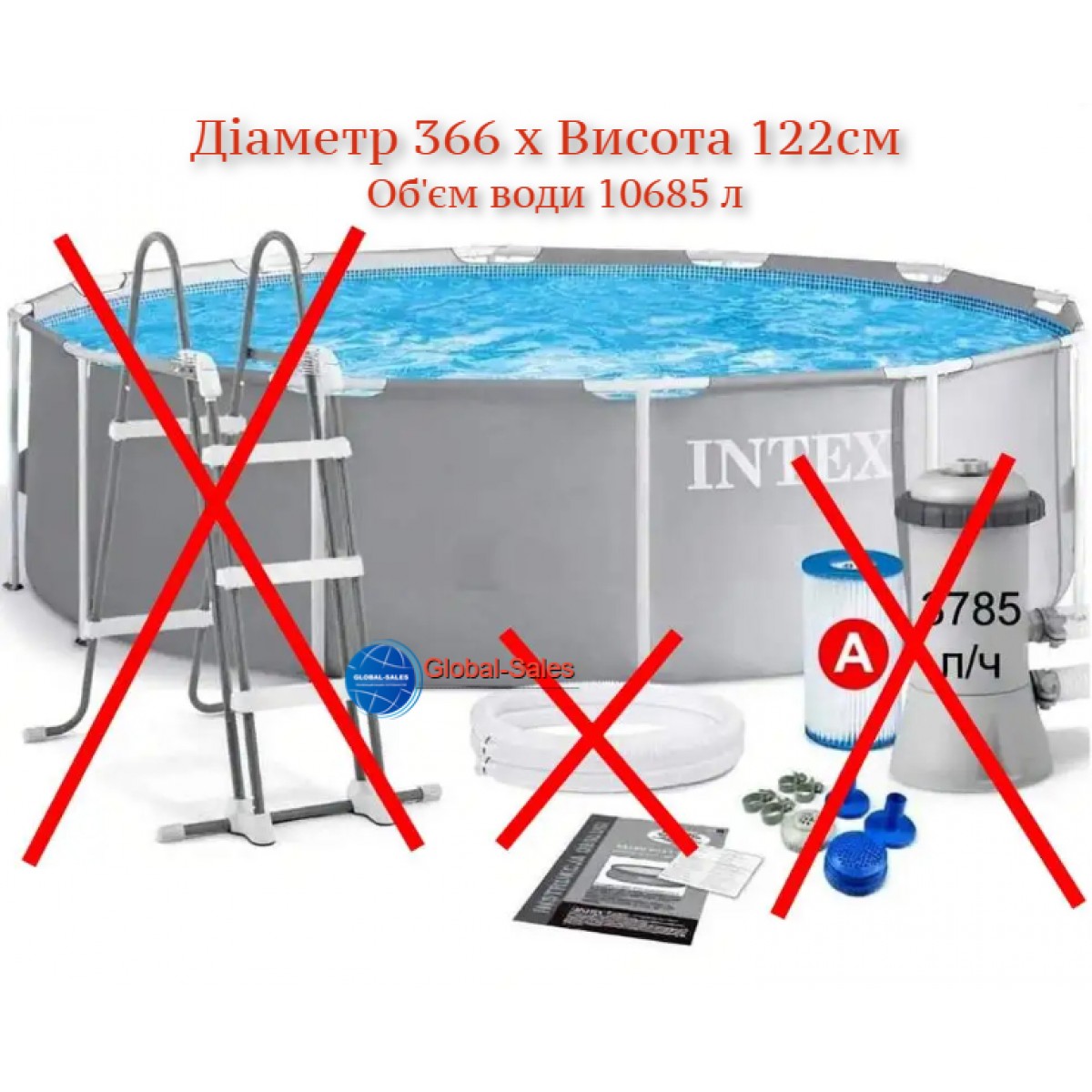 Каркасный бассейн Prism Frame Premium Pool Intex 26718FS (Диаметр 366 x Высота 122см) 