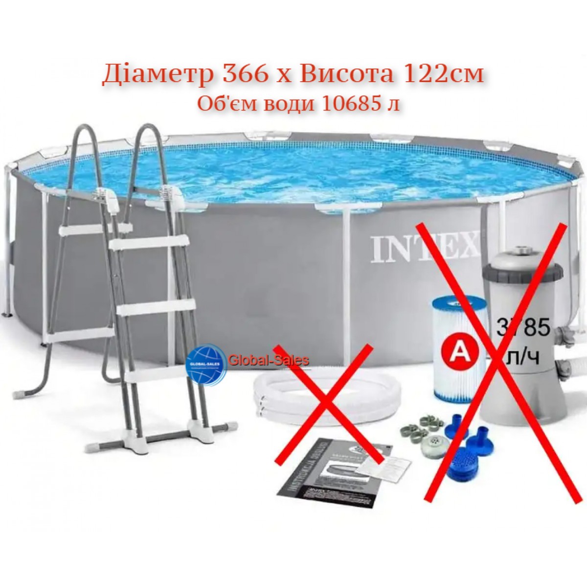 Каркасный бассейн Prism Frame Premium Pool Intex 26718FS-1 New (Диаметр 366 x Высота 122см) 