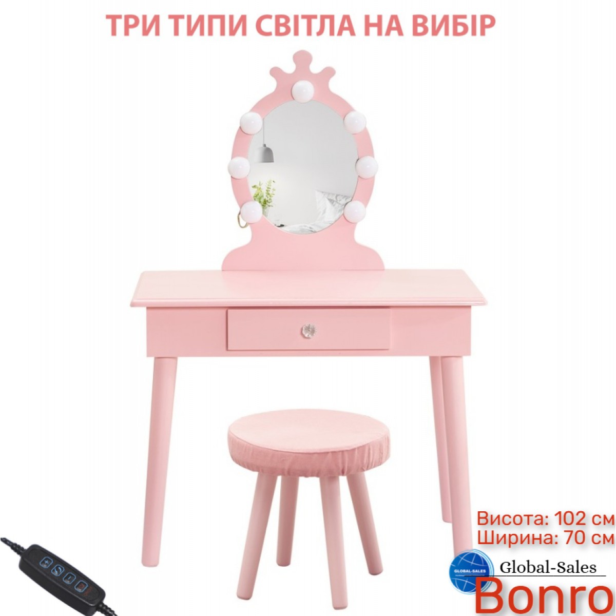 Туалетний столик + табуретка B-084 рожевий